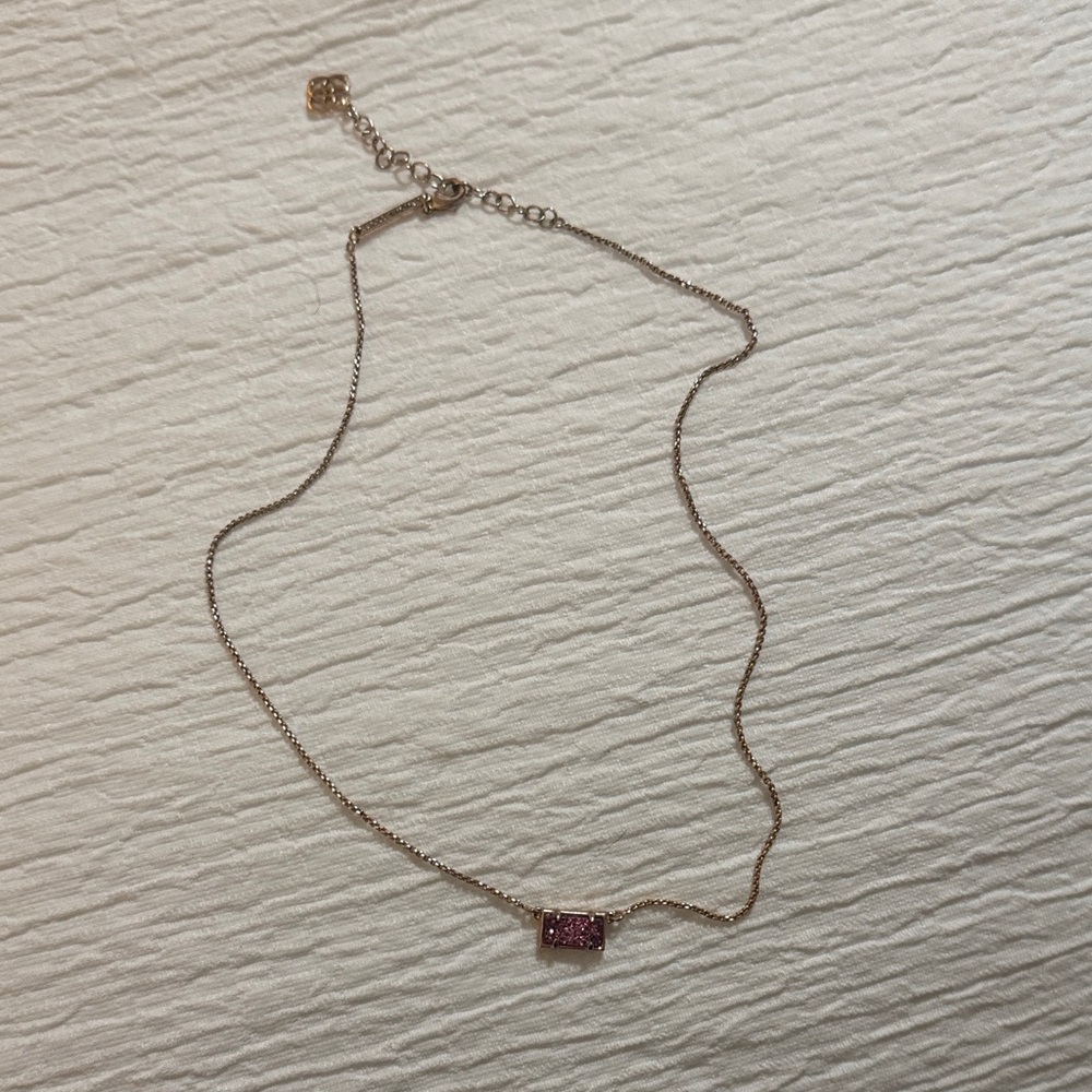 Delicate Pink Crystal Bar Pendant Necklace - Women Jewelry